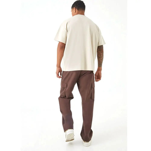 Camiseta de hombre extragrande de algodón tejido con hombros caídos, cuello redondo, antiarrugas, corte holgado, mejor relación calidad-precio - Product Image 3