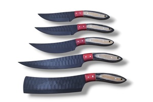 Ensemble de couteaux de chef en acier inoxydable Nordic Forge, cinq pièces, manches en bois Pakka, fabrication artisanale OEM personnalisée, ensemble de couteaux de cuisine avec sac de transport - Product Image 2