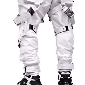 Streetwear White Techwear <b>Cargo</b> Pants <b>Men</b> Multi Pocket Tactical <b>Joggers</b> Buckle Ribbons Hip Hop Trousers Cyberpunk Urban Fashion - Product Image 5