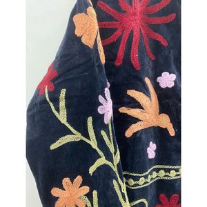 Chaqueta de Algodón y Terciopelo Bordada a Mano para Mujer, Cuello Mandarín, Manga Larga, Estilo Bohemio, Patrón de Ojos, Chaqueta Abierta para Invierno - Product Image 2