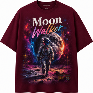 Camiseta de Manga Larga con Estampado de Astronauta Moon Walker para Hombre, Color Personalizado, Cuello Redondo, Corte Regular, Informal, 100% Algodón Jersey Terry Transpirable - Product Image 1