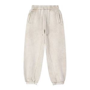 Pantalon Street Hip Hop personnalisable 360 GSM délavé à l'acide, taille élastique, devant plat, service OEM, tissu peigné, style universitaire - Product Image 1