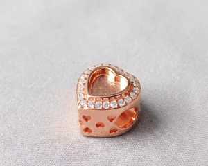 7mm <b>Heart</b> Shape Blank Bezel Bead Charm with Zircon 925 <b>Sterling</b> <b>Silver</b> Charm for Resin Breastmilk Keepsake Jewelry Making DIY - Product Image 3
