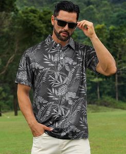 Chemises de golf pour hommes à manches courtes, respirantes, style hawaïen tropical, polos de performance pour hommes, coupe ajustée - Product Image 2