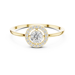 Anillo solitario minimalista de oro amarillo macizo de 14k con diamante redondo de talla brillante para mujer, ideal para compromiso, aniversario o regalo de boda. - Product Image 1