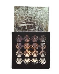 Porte-bougie à thème de Noël moderne, doublure en feuille, petites lanternes, cuivre doré, argent, noir, métal, décoration artisanale pour la maison, fer - Product Image 3