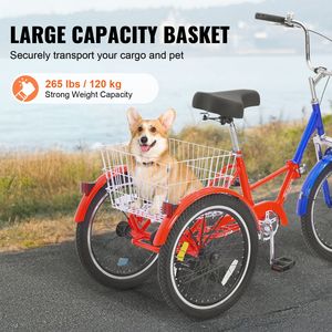 Triciclo Plegable para Adultos de 20 Pulgadas y 7 Velocidades, de Acero al Carbono, con Canasta Grande Ajustable - Product Image 4