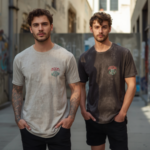 T-shirt en coton tricoté uni imprimé et vieilli pour homme, style vintage délavé, manches courtes, formel, vente en gros OEM - Product Image 3
