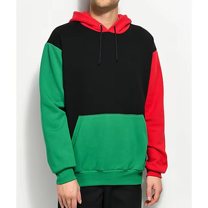 Sweat à capuche personnalisé 100% coton épais, tricolore rouge jaune bleu, en molleton bouclette, pour homme, vente en gros, vierge - Product Image 1