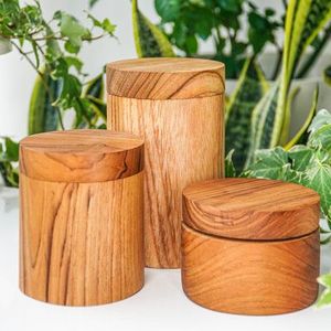 Wooden Square Eco-Friendly Multifunction Food Storage Jar Lid Airtight Moisture Proof Kitchen Container <b>Sugar</b> Spices Handcrafted - Product Image 4