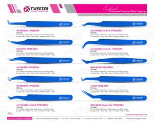Pinzas de extensión de pestañas de acero inoxidable japonés de alta calidad Durable no corrosivo Color azul Volumen de fibra puntiaguda - Product Image 5