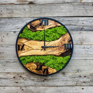 Nature's <b>Heart</b> Wood And Moss <b>Clock</b> Forest Whisper Handmade Wall Green Haven Wood Slice <b>Clock</b> Mossy Timber Artisan Wall <b>Clock</b> - Product Image 2