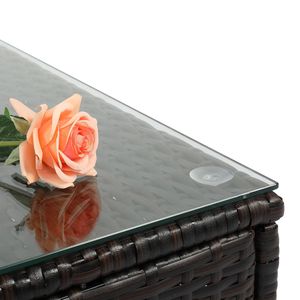 Set da Giardino in Rattan Marrone Sfumato 7 Pezzi con Cuscini Blu Lago, Imballato Sottovuoto - Product Image 6