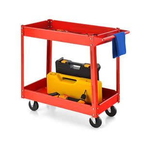 Carrito de Servicio Móvil de 2 Niveles con Asa, Estructura de Hierro Resistente, Diseño Moderno Plegable para Baño, Sala de Estar y Limpieza - Product Image 3