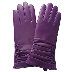 Purple Leather Wrist Length <b>Gloves</b> Thermal Unlined Plain Style Daily Use Winter Casual - Product Image 3