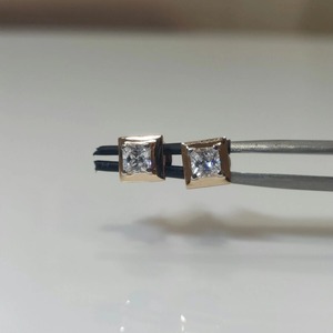 14K Yellow Gold 0.50ct Lab Grown Princess Cut Diamond <b>Stud</b> Earrings Minimalist Everyday Jewelry Women Anniversary Party - Product Image 2