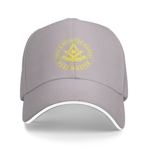 custom Past Master Blue Lodge Baseball Cap Grey Gold Free Accepted Masons Emblem Adjustable <b>Hat</b> - Product Image 1