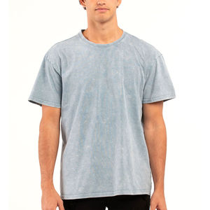 Casual Solid Acid Wash T-shirt 100% Cotton Knitted Breathable Customizable Premium Fabric O-neck Regular Fit For Outdoor - Product Image 3
