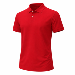 Polo de Manga Corta Rojo para Hombre, Estilo Casual, Color Sólido, Tejido de Punto, Corte Regular - Product Image 4