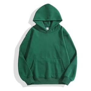 Sudadera con Capucha Personalizada con Logotipo, 100% Algodón Grueso, Estilo Holgado, Unisex, Lisa, para Hombre, Color Verde - Product Image 4