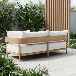 Canapé d'extérieur luxueux et moderne en teck massif, trois places, couleur naturelle, pour la maison, l'hôtel, la villa, l'appartement - Product Image 6