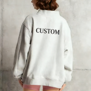 Women's Oversized White Sweatshirt Pink Custom Letter Print Drop-Shoulder Crew Neck Knitted Cotton Autumn Style - Product Image 6