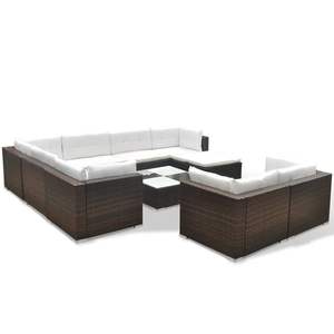 Juego de 10 Muebles de Patio Modulares Grandes de Ratán PE Marrón, Juego de Muebles Modulares Duraderos para Exteriores - Product Image 3