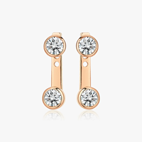 Boucles d'oreilles pendantes en moissanite couleur or, serties clos, rondes et brillantes, pour femme, bijoux de soirée