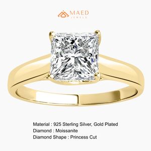 Anillo de Compromiso de Oro con Corte Princesa para Mujer, Joyería Nupcial, Estilo Elegante y Moderno - Product Image 6