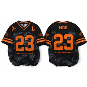 Maillot de football américain imprimé papillon pour femme, maillot de sport oversize en maille noire avec numéro orange pour homme, style hip-hop streetwear - Product Image 3