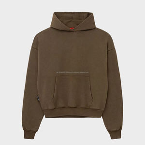 Jersey de gran tamaño Sudaderas con capucha recortadas personalizadas Sin cuerda Algodón grueso En blanco Recortado Raw Hem boxy Sudaderas con capucha Hombres - Product Image 4