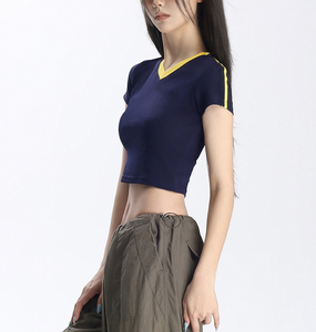 Camiseta Deportiva de Verano para Mujer, de Alta Calidad, Retro, Cuello Redondo, Manga Corta, Informal, Tejido de Punto, 100% Algodón, Corte Holgado - Product Image 2
