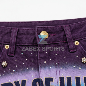 Shorts en jean décontractés pour hommes, style streetwear premium, ornés de strass, fabrication sur mesure OEM ODM, vêtements personnalisés Paki - Product Image 3