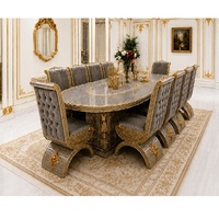 Ensemble de table et chaises de style impérial européen, ensemble de table à manger haut de gamme avec chaises rembourrées, meubles de salle à manger pour la maison, Royaume-Uni