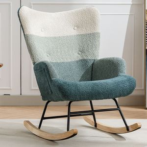Chaise d'appoint moderne en patchwork du milieu du siècle avec accoudoirs en bois massif et pieds de canapé en tissu vert foncé pour le salon. - Product Image 1