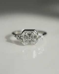 Sparkly Moissanite 2CT Asscher Cut Signet <b>Ring</b> <b>Set</b> Original 925 Silver Fine Promise Gift Jewelry For Wedding Charms - Product Image 1