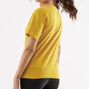 <b>Women's</b> <b>Yellow</b> Crew Neck Short Sleeve T-Shirt 100% Cotton Jersey Fabric Casual Spring Summer Regular Fit Solid Color Breathable - Product Image 5