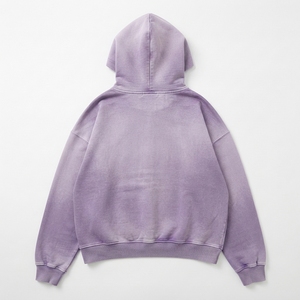 Sudadera con Capucha Lavanda Morada Lavada para Hombre, de Algodón y Forro Polar, Estilo Oversize Streetwear con Bolsillo Canguro, Ropa Casual - Product Image 2