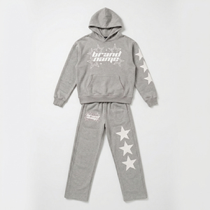 Conjunto de Sudadera con Capucha y Pantalones Deportivos de Algodón 100% Personalizados para Invierno, Sudadera con Estampado Gráfico Personalizado, Pantalones Deportivos con Estampado de Corazón, Ropa Deportiva Informal de Dos Piezas - Product Image 2