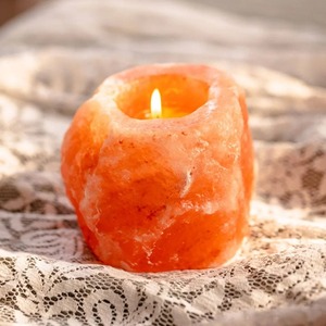 Lampe à sel en cristal de l'Himalaya, décoration romantique pour dîner aux chandelles, porte-bougie Bouddha - Product Image 1