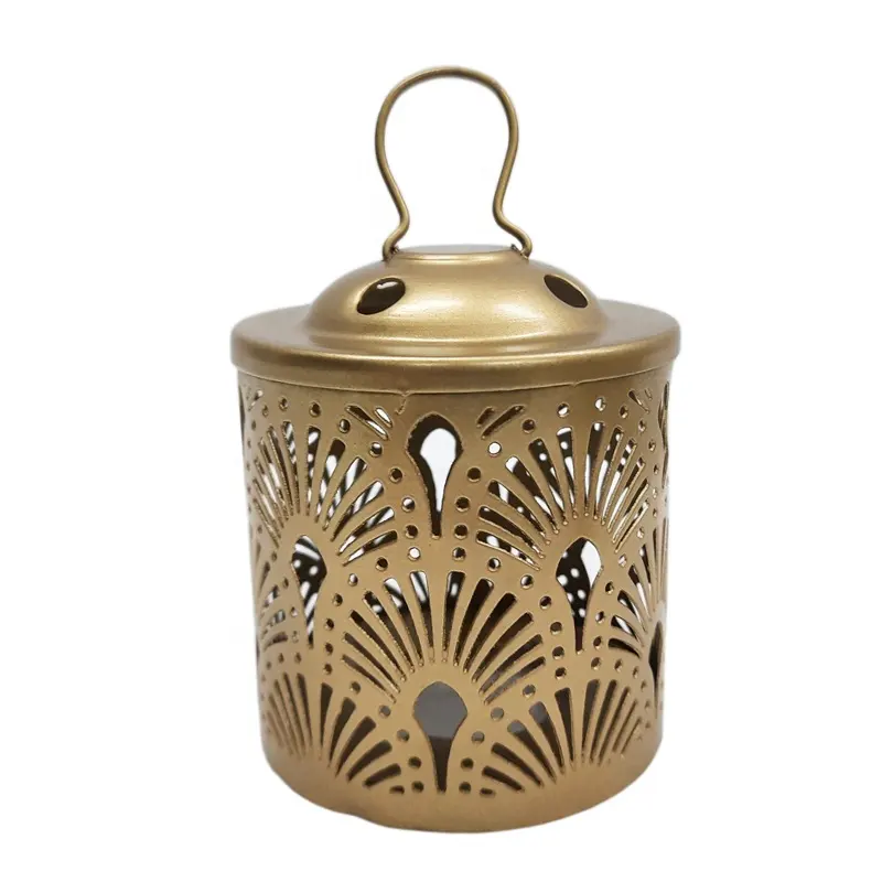 Lanterne suspendue en verre et fer forgé au maroc, avec support en T Lite, petite taille, décoration dorée, faite à la main, pour la maison et le salon