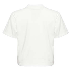 Camiseta Corta Blanca de Cuello Redondo para Mujer, Manga Corta, Corte Holgado, Color Sólido, Informal, Primavera Verano, 100% Algodón Jersey - Product Image 4