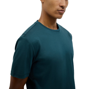 T-shirt en jersey de coton à manches courtes et col rond, couleur unie, coupe décontractée, tissu tricoté teint uni - Product Image 2