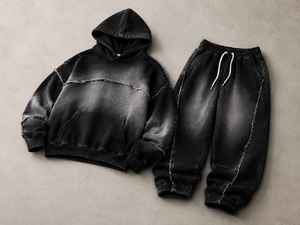 Custom Men's Black Hoodie <b>Jogger</b> <b>Set</b> Oversized Pullover Sweatshirt <b>Matching</b> Tracksuit Streetwear Casual Wear Wholesale Clothing - Product Image 5