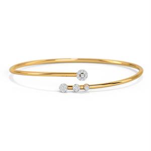 Women's Yellow <b>Gold</b> Diamond <b>Bangle</b> Bracelet Round Brilliant Cut Natural Diamonds Minimalist Everyday Wear Style Bracelet - Product Image 2