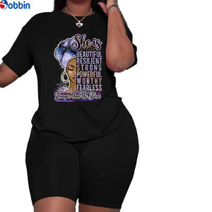 Ensemble 2 pièces personnalisé pour femme, nouvelle mode été, t-shirt à manches longues et short, survêtement imprimé, tenue décontractée - Product Image 4