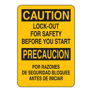 Panneau de sécurité bilingue de précaution pour verrouillage avant démarrage des travaux industriels - Product Image 3