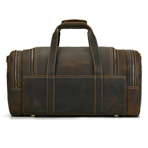 Sac de voyage en cuir pour homme, fermeture éclair, durable, marron - Product Image 1