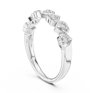 <b>BLUSH</b> HEART WOMEN'S LAB GROWN DIAMOND BAND SET 18KT WHITE GOLD RHODIUM PLATED CUT ENGAGEMENT WEDDING PARTY VALENTINE GIFTING - Product Image 2