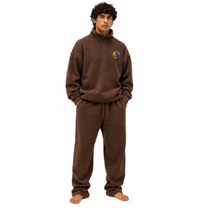 Traje de lana extragrande para hombre con tejido grueso, corte holgado, tacto suave y calor acogedor para estar en casa o viajar. - Product Image 1